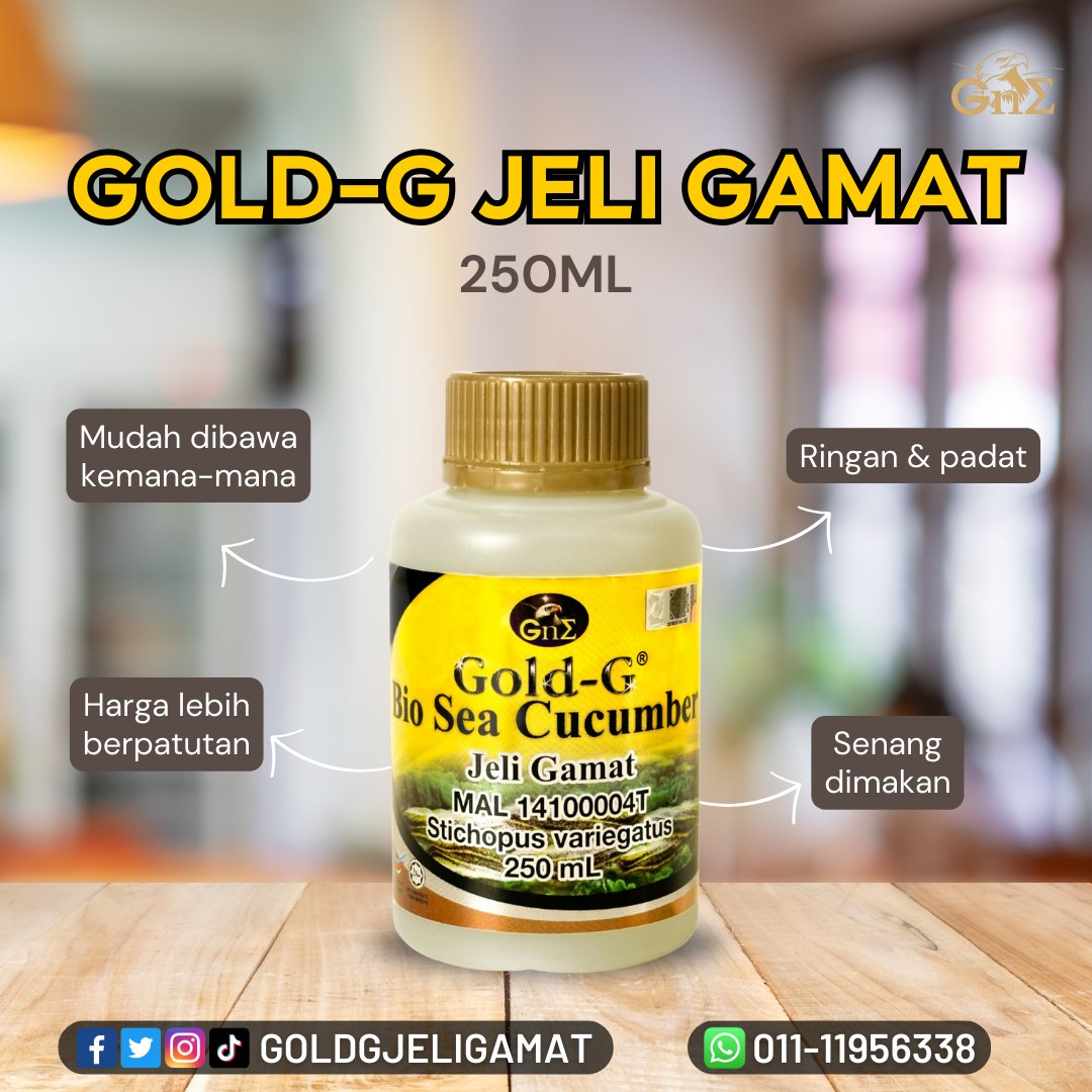 GoldGJeliGamat's tweet photo. Bahagianya Kini Gold-G Jeli Gamat Hadir dalam Botol 250ml! 

Dapatkan kebaikan Gold-G Jeli Gamat dalam saiz yang lebih praktikal! 

Whatsapp kami sekarang untuk pembelian:
https://t.co/nBQoSHgzTf

#GoldGJeliGamat #BotolBaru #Saiz250ml #KesihatanSemulajadi #gamat https://t.co/Zplts3BiT5
