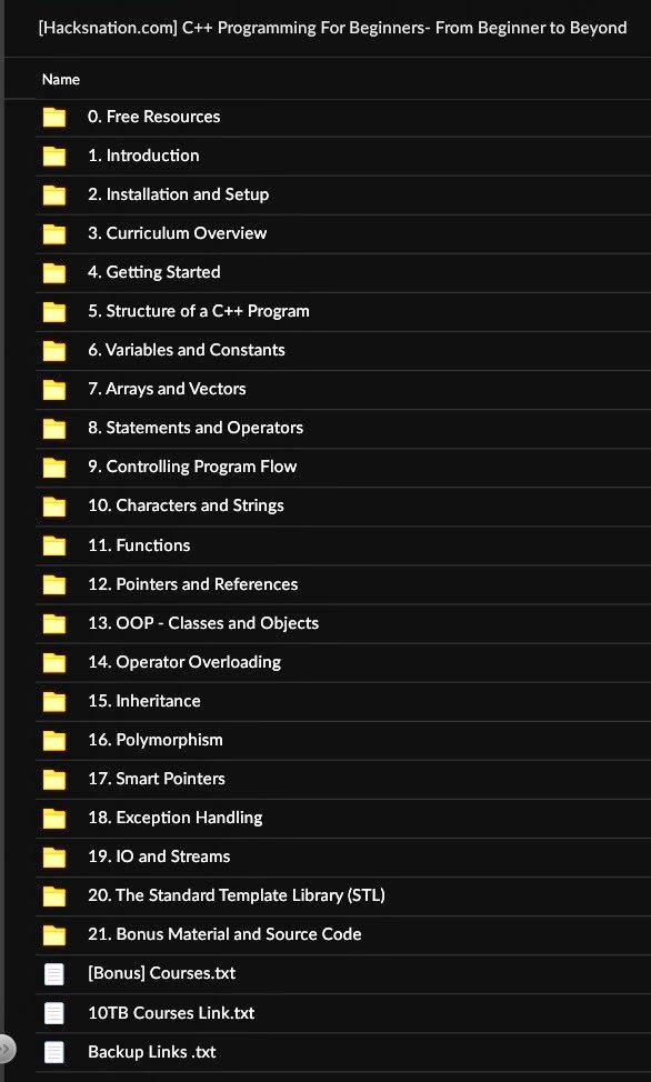 C++ Course from Beginning to Advance! 

Download Link: 
mega.nz/folder/mHojiKD…
