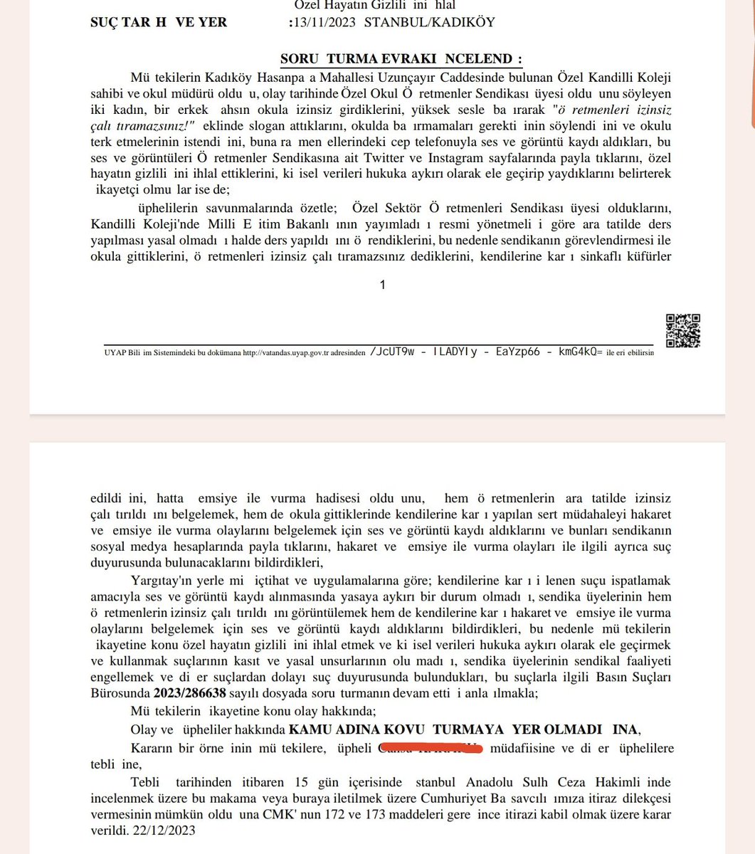 🎙️Kamuoyuna : 

◾Kandilli Koleji patronu bir kez daha kaybetti! 
"Yargıtay'ın yerleşmiş içtihat ve uygulamalarına göre; kendilerine karşı işlenen suçu ispatlamak amacıyla ses ve görüntü kaydı alınmasında yasaya aykırı bir durum olmadığı, sendika üyelerinin hem öğretmenlerin ...+