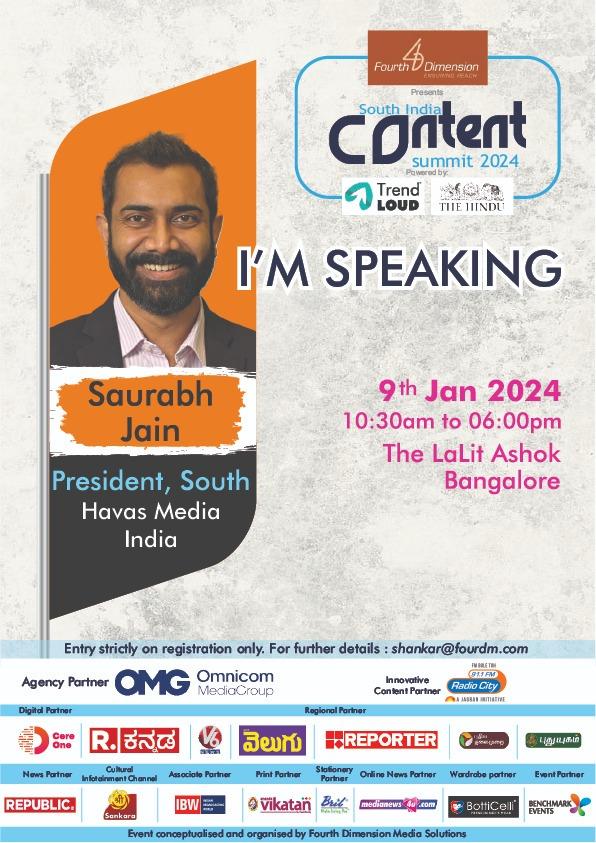 @ramsaidelhi Managing Partner, Investments & @saurabhjainy President, South #HavasMediaIndia to be in the spotlight at the @FourDM #SouthIndiaContentSummit 2024, diving into the #meaningful role #content plays in current media landscape.

@Havas @HavasMediaGroup @HavasIND