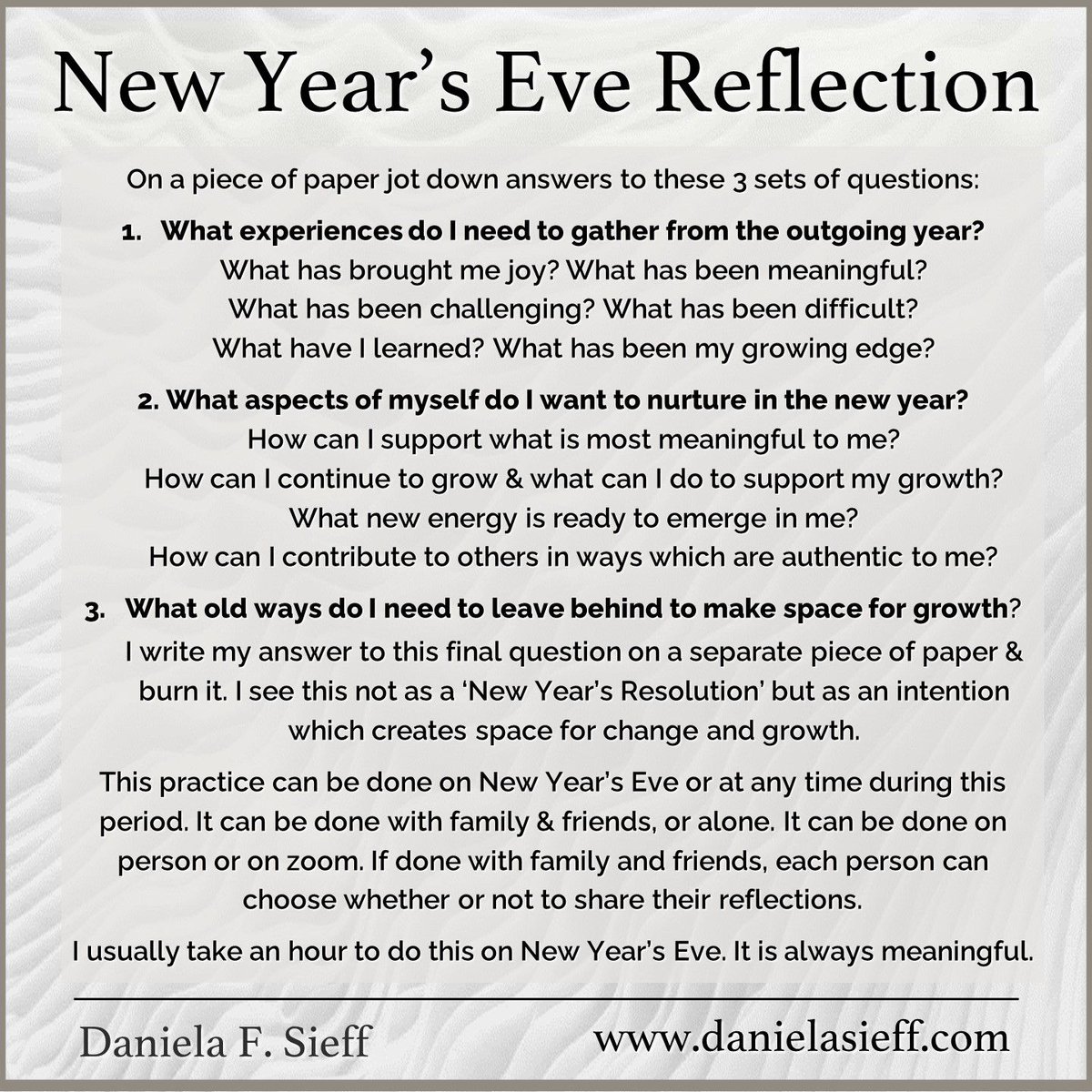 This is a shortened version of my New Year's practice. This can be done at any time – it doesn’t just have to be New Year’s Eve!

If you’d like the full version, then drop me a comment below.

Meanwhile, I wish everybody the very best as 2023 comes to its end and 2024 begins.