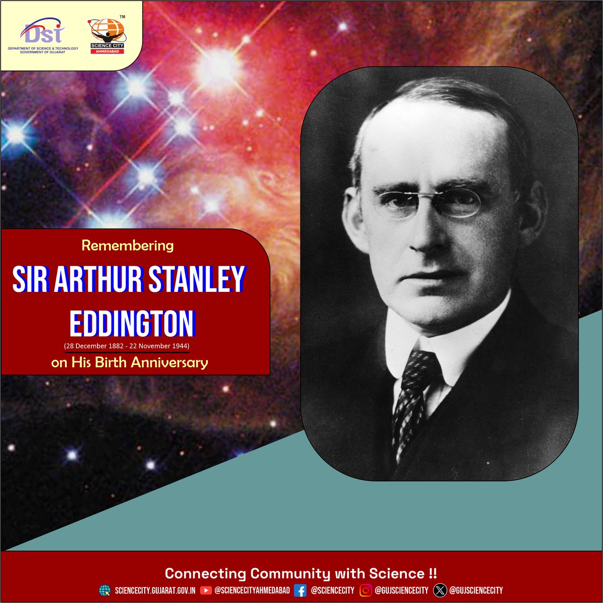 Today is the birth anniversary of the brilliant astronomer, physicist, mathematician and philosopher of science Sir Arthur Stanley Eddington. Their work and contributions continue to inspire and shape our understanding of the universe. Cheers to his legacy! #ChaloScienceCity