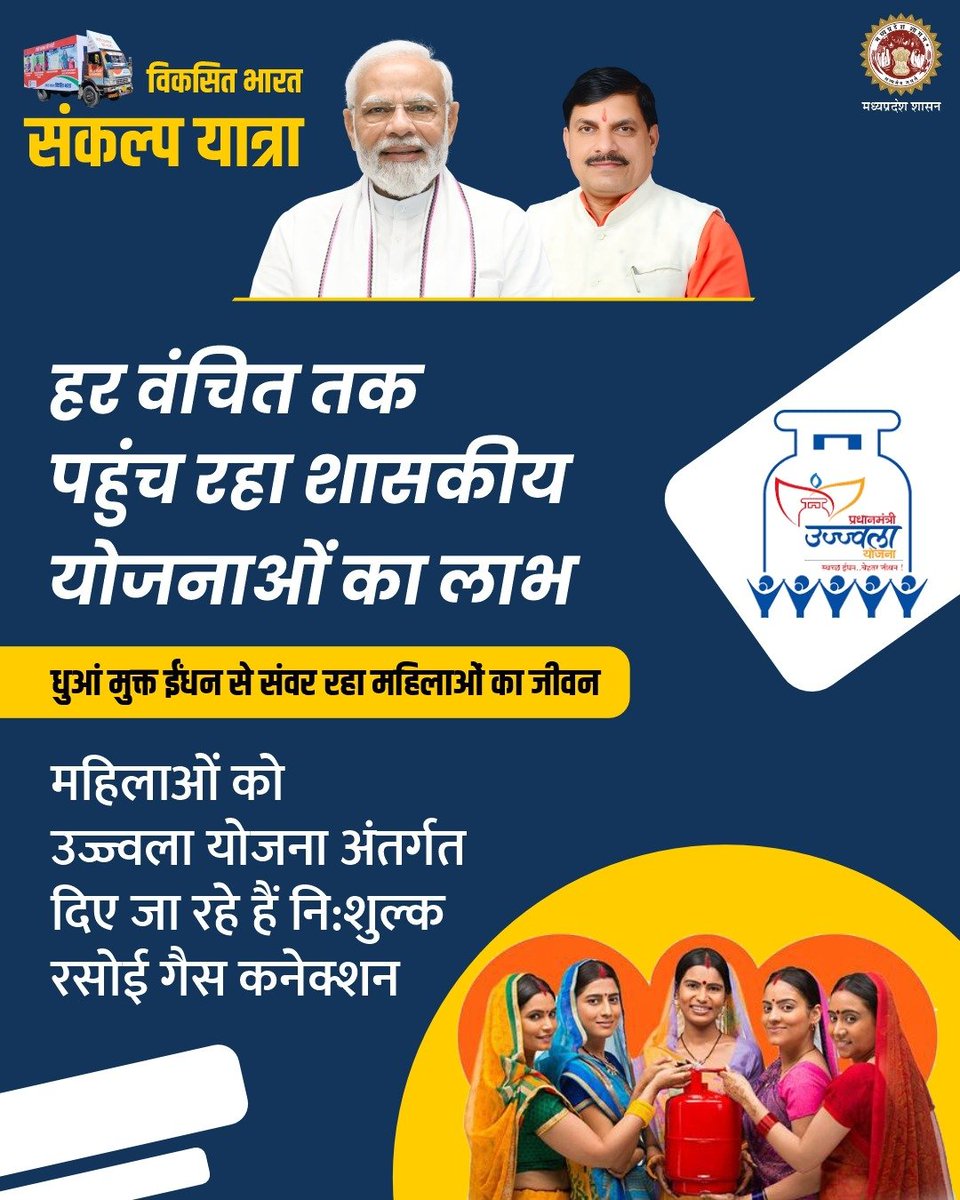#विकसित_भारत_संकल्प_यात्रा
हर वंचित तक पहुंच रहा शासकीय योजनाओं का लाभ 

➡️प्रधानमंत्री उज्ज्वला योजना अंतर्गत महिलाओं को नि:शुल्क दिए जा रहे हैं रसोई गैस कनेक्शन 

#JansamparkMP 
#ViksitBharatSankalpYatra
 #HamaraSankalpViksitBharat