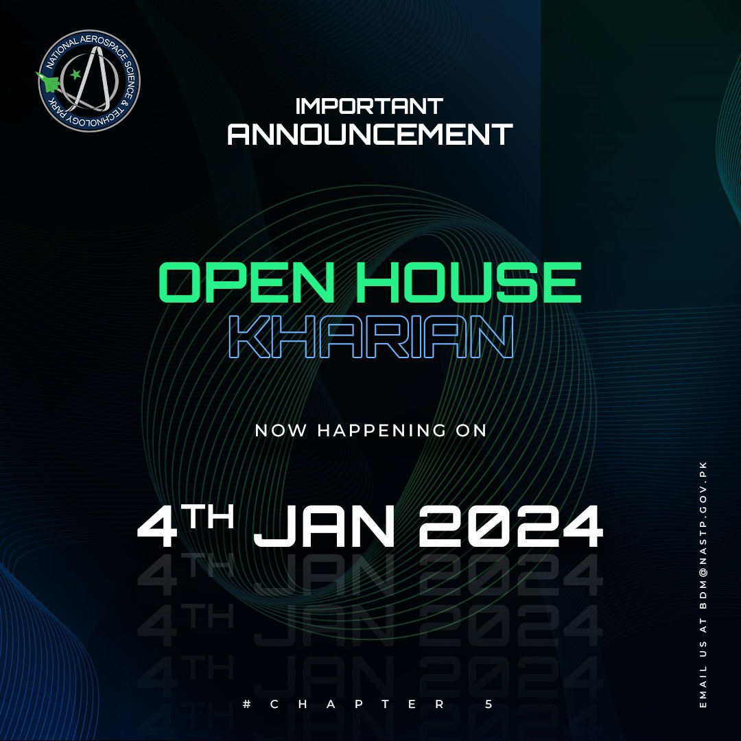 nastp_official's tweet image. Important Update! Open House Kharian Event is now happening on January 4th instead of January 3rd. Save the date and join us for an unforgettable experience! See you there! #OpenHouseKharian #eventupdate #EventPartnership #InnovationJourney #excitingtimesahead #techrevolution