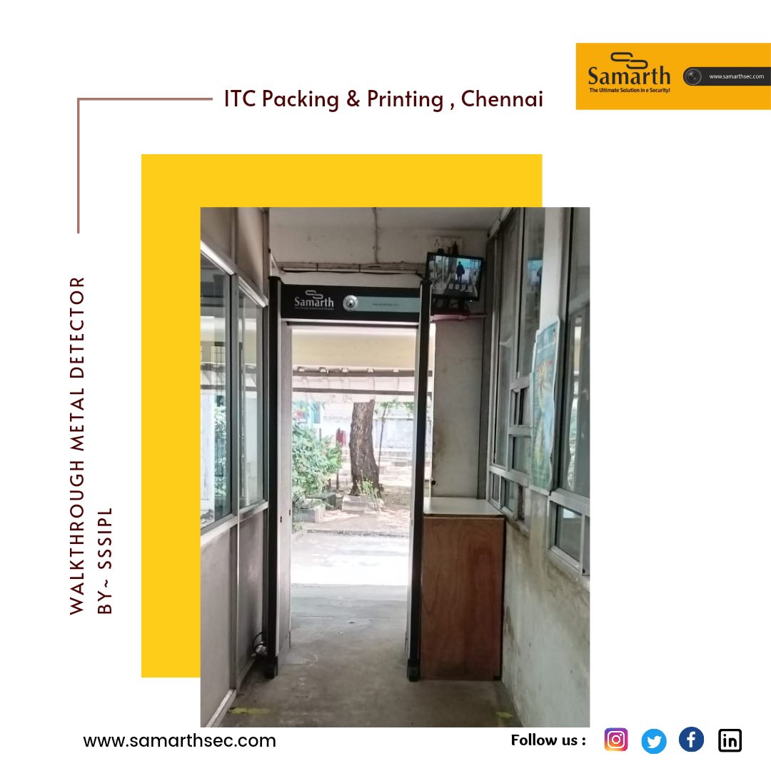 SamarthSec's tweet image. SSSIPL has successfully installed a state-of-the-art Walkthrough Metal Detector at ITC Packing &amp;amp; Printing in Chennai. 
#SecuritySystem #MetalDetector #MultiZone #Camera #ITC #Chennai #Mumbai #India #Maharashtra #SSSIPL