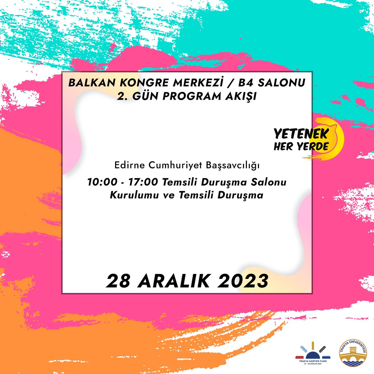 trakyakaf's tweet photo. 28 Aralık 2023 Program akışımız ✨✨
#trakyakariyerfuarı
#yetenekheryerde
#yetenekkapısı https://t.co/VfNr0KRxq7