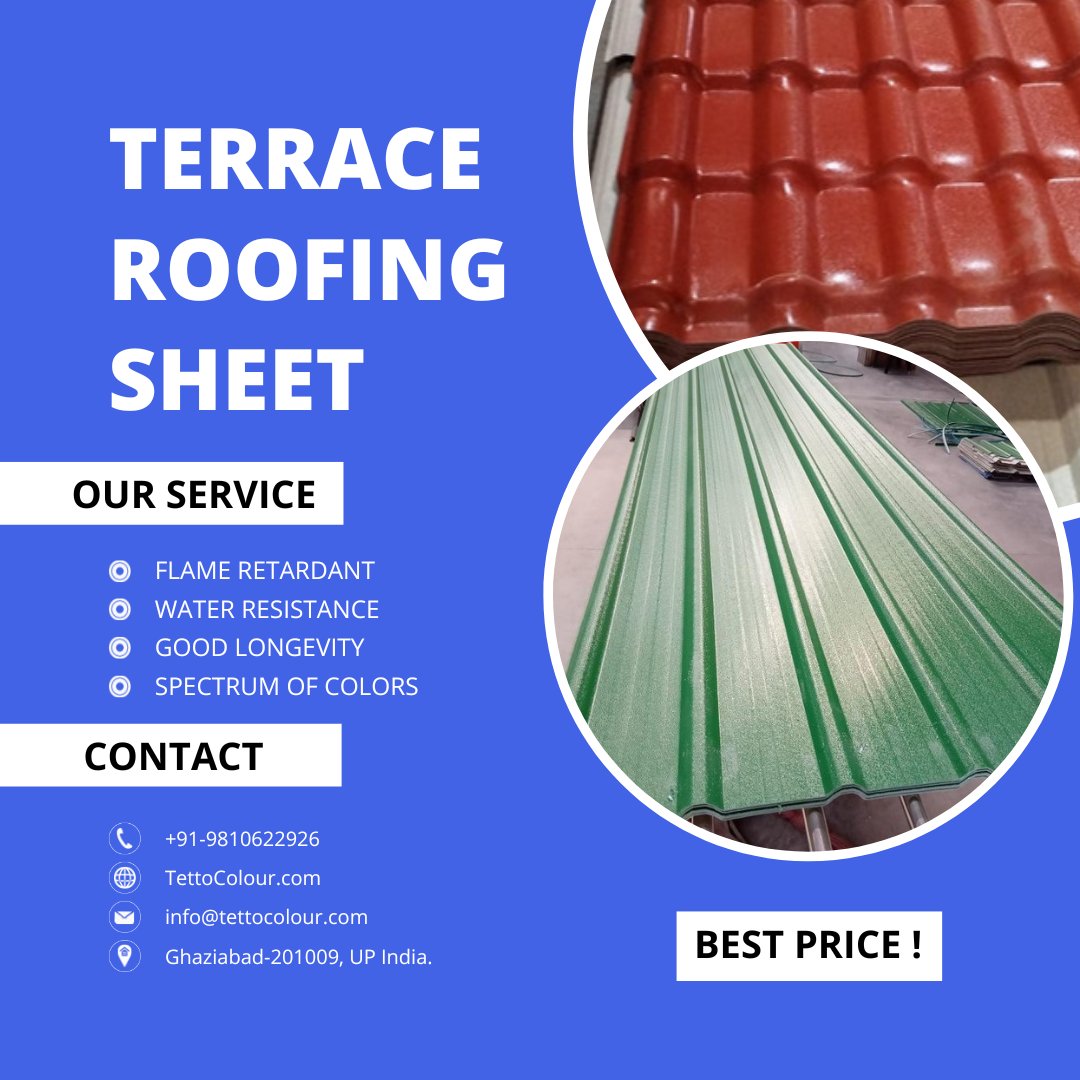 ColourTetto's tweet image. "Ready to get creative with your roofing? Our terrace roofing sheet is the perfect solution for adding a unique touch to your home!"

☎️To Know More.
✅️Callus : +91-9810622926 

#UPVCRoofingSheets #UPVCRoofingIndia #roofsheet
#tettocolour
