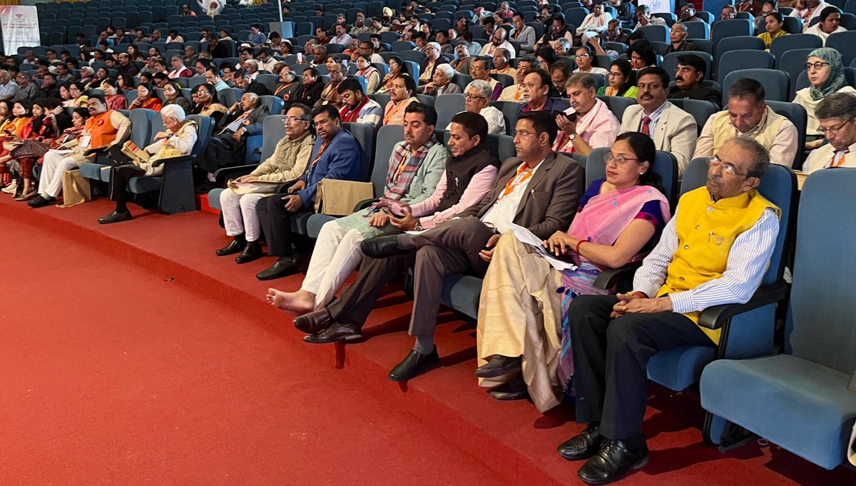 Smt. Meeratai Khadakkar, Vice President, Akhil Bharatiya Adhivakta Parishad speaking the theme ‘Securing Dignified Working Atmosphere for Women-The Road Ahead’ during the third session of the National Council Meeting, 2023 of <a href="/AdhivaktaP/">Akhil Bharatiya Adhivakta Parishad</a> in Guwahati, Assam.
#ABAP