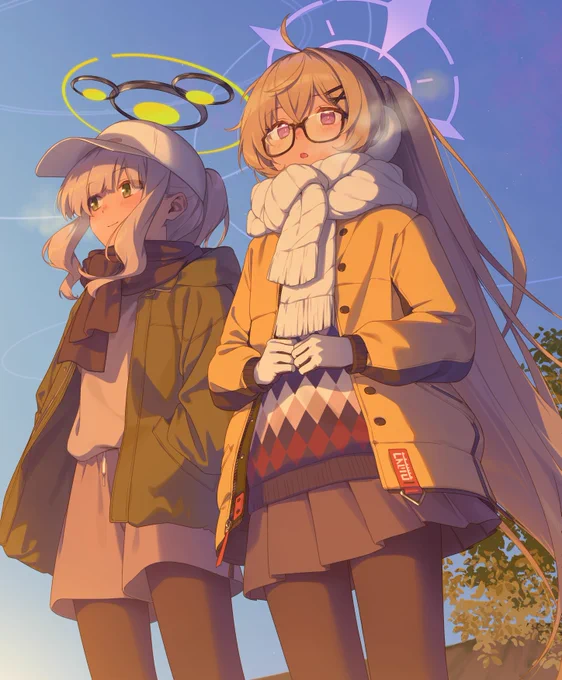 初日の出を見るハレとコタマ良いお年を!#ブルアカ 
