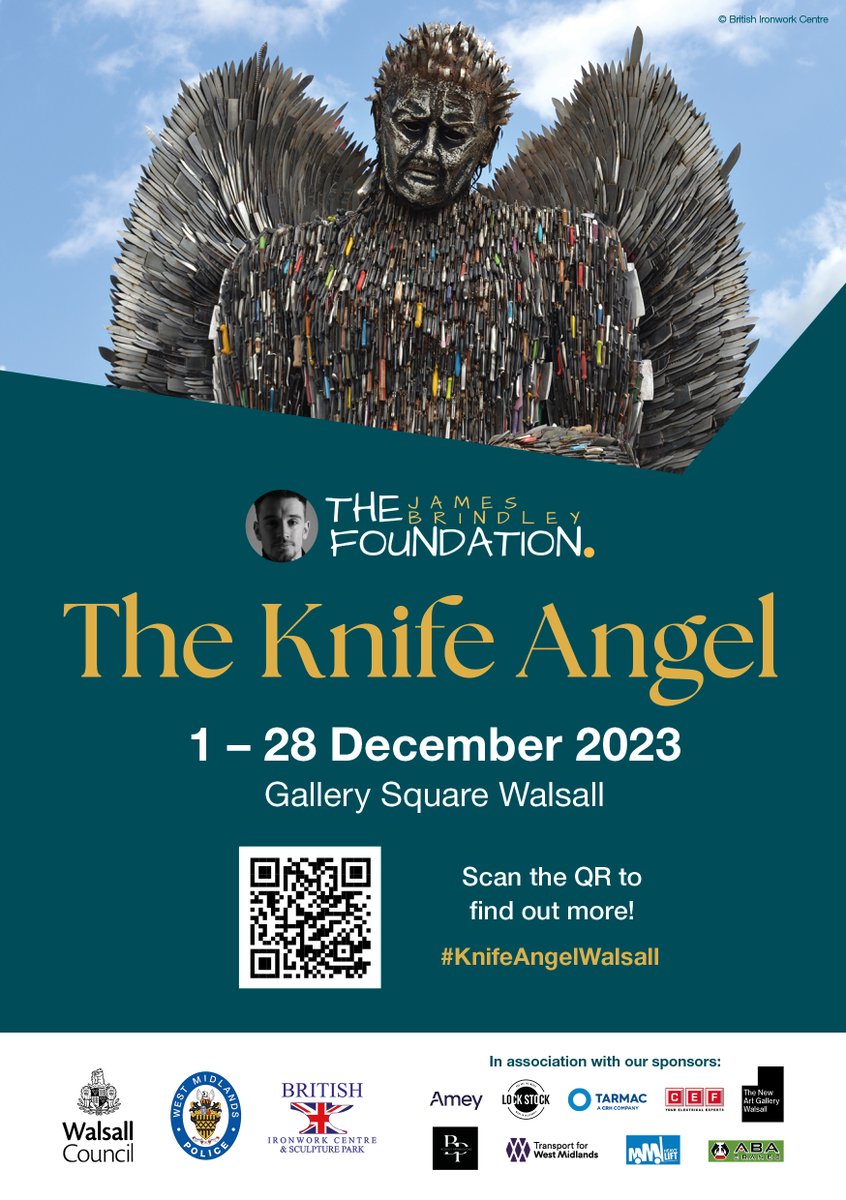 Today (28th Dec) is your last chance to see the #KnifeAngel in Gallery Square, Walsall. Open all day with a closing ceremony today from 3-4pm.

#KnifeAngelWalsall #LifeorKnife