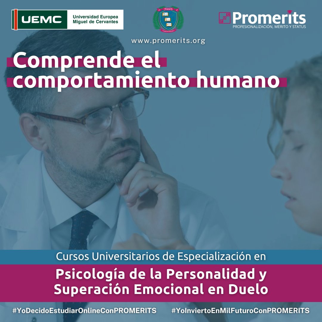 Promerits's tweet photo. Descubre las herramientas para acompañar el proceso de pérdida en nuestro Curso Universitario de Especialización en Intervención en Duelo y Psicología de la Personalidad . Aprende sobre superación emocional, sanación y apoyo en el duelo. #PROMERITS #UEMC #IntervenciónEnDuelo https://t.co/JPupHuvoI4