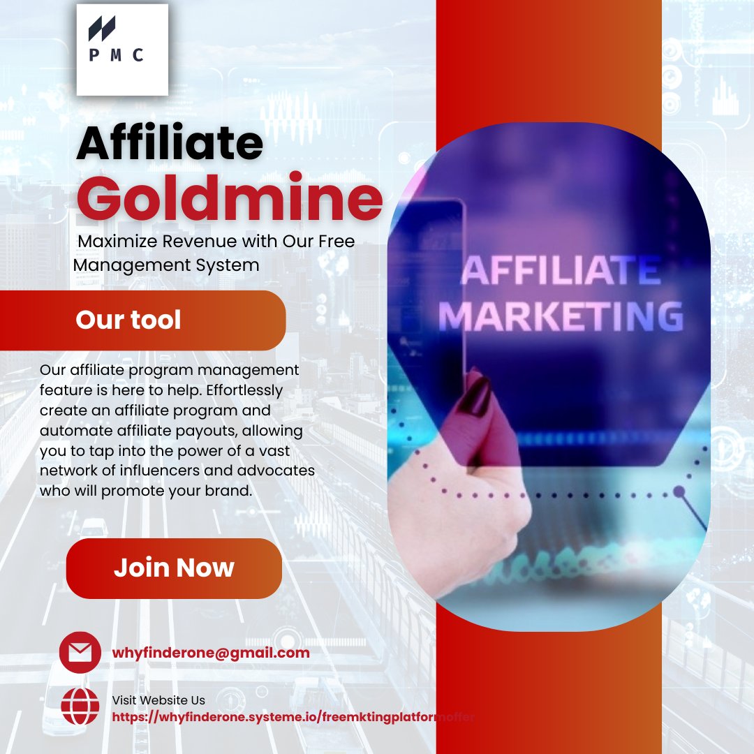 WoodsCliff123's tweet image. Affiliate Goldmine_ Maximize Revenue with Our Free Management System
Sign-up now: whyfinderone.systeme.io/freemktingplat…
#AffiliateMarketing #MaximizeRevenue #FreeManagementSystem #AffiliateGoldmine