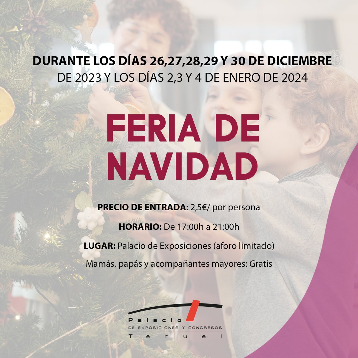 Feria de #Navidad 🎄
🎅🏼Del 26 al 30 y del 2 al 4, de 17 a 21h.

🎉Descubre la emoción de más de 15 #hinchables , una pista americana espectacular, una barredora desafiante, ¡y desafía tus habilidades con el toro mecánico!

👶¡La entrada para los más pequeños es de 2,5€ por niño!