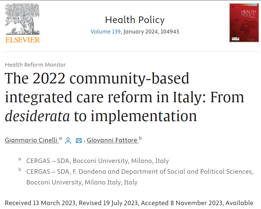 Reforma Atención Integrada con enfoque comunitario y más atención en el domicilio en Italia
"The 2022 community-based integrated care reform in Italy: From desiderata to implementation"
sciencedirect.com/science/articl…