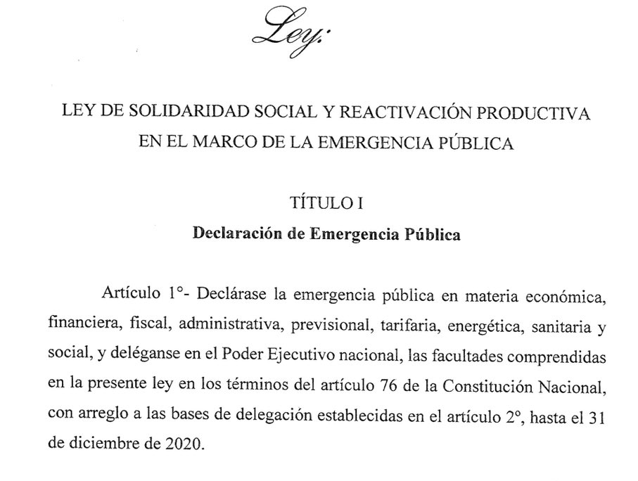 Hablando de leyes, así arrancaba la primera ley que mandó al congreso Alberto allá por 2019. El país tenía 15% menos de pobres, 5 veces menos inflación, equilibrio fiscal primario, dólar oficial competitivo y 12mil millones de reservas en en central.