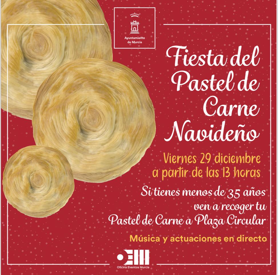InformajovenMur's tweet photo. Fiesta del 📢 PASTEL DE CARNE NAVIDEÑO😍
Si tienes menos de 35 años ven a recogerlo a 
📍Plaza Circular de #Murcia
📅 Viernes, 29 de diciembre
⏰A partir de las 13h
Con actuaciones en directo 🎶🎤
#Juventud #actividades #pasteldecarne https://t.co/aEw88A1ADJ