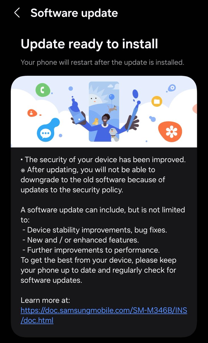 Vicky_Mhatre_'s tweet image. December security update now available for #Samsung #M34 in india.
