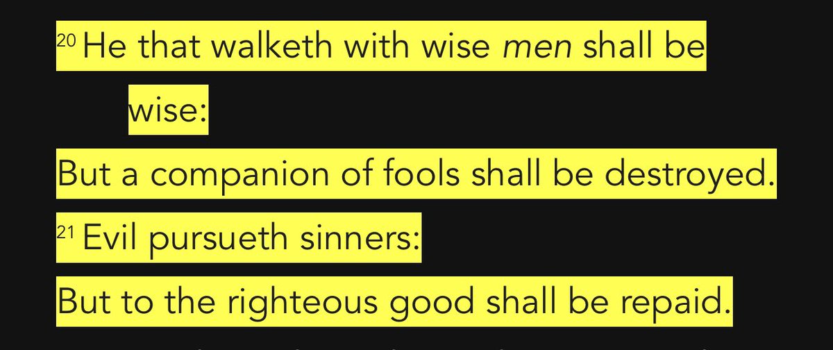 Choose companions (friends, confidants, and your spouse) wisely! It could be the difference between “wisdom” &amp; “destruction”. There is typically no middle ground. #ChooseWisely #Proverbs13TwentyandTwenty1
