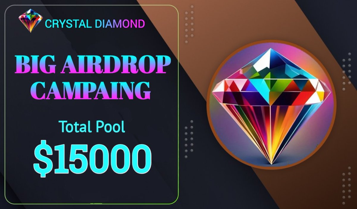 New #airdrop: CrystalDIA (Random 1000)
Reward: 2.5 CLD (~$12)
News: YieldFarm
Distribution date: February 28th

🔗Airdrop Link: t.me/CrystalDIAAird…
#Airdrop6