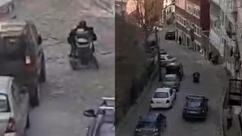 İstanbul Fatih'te yürüme engelli kişi, eski eşini evinin önünde 2 el ateş ederek yaraladıktan sonra akülü arabası ile olay yerinden kaçtı.
