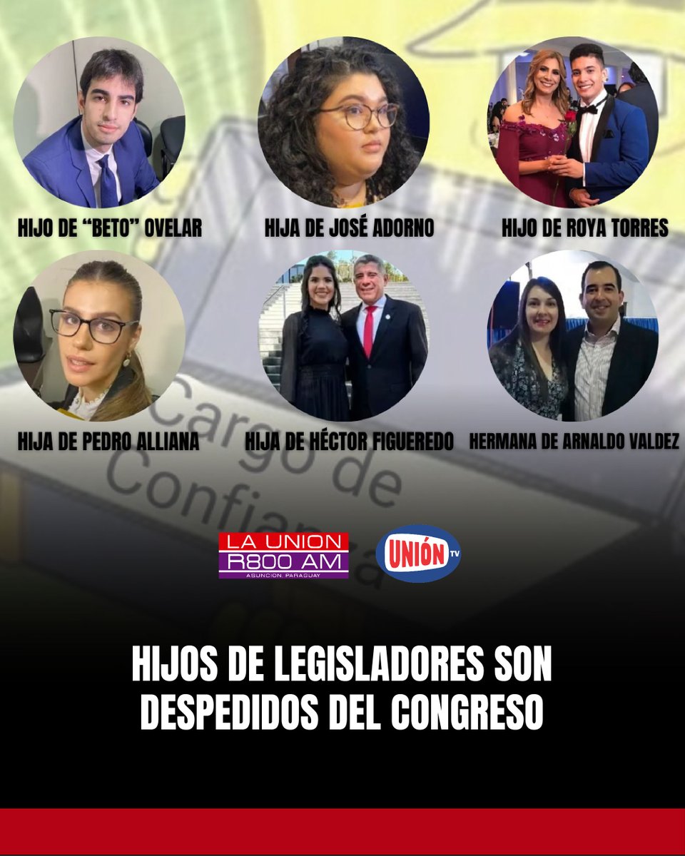 Launionam's tweet photo. 💥CANDENTE

👀Hijos y parientes de legisladores que ingresaron al Congreso sin concurso fueron DESPEDIDOS

Esto tras el escándalo que expuso las irregularidades

💸Cobraban desde Gs. 3.300.000 hasta Gs. 19.000.000

🥲Y al final: Naaaa, ¡feliz día de los inocentes! #R800AM https://t.co/WRNJwTqw2M
