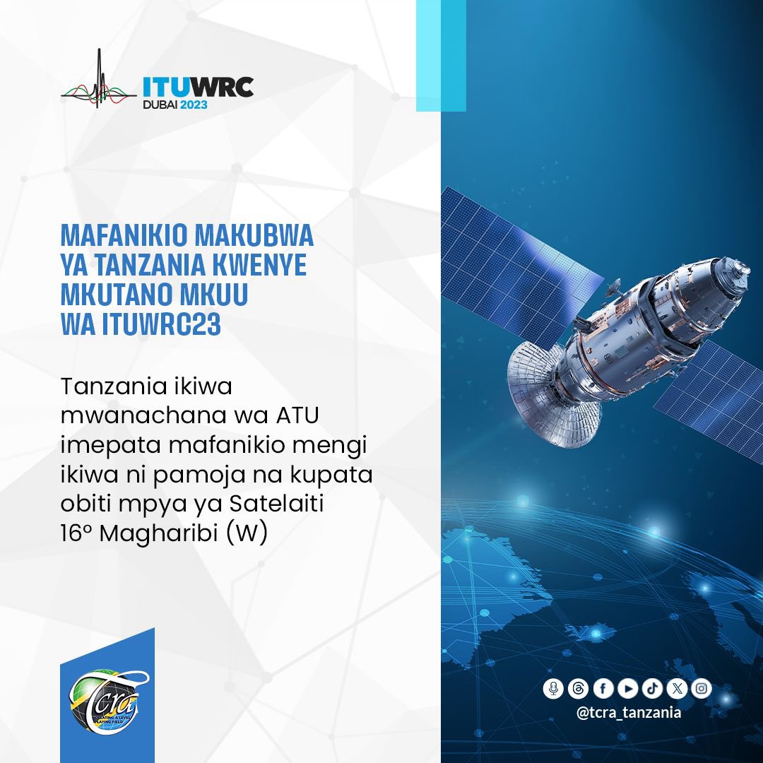Hakingowi's tweet photo. ๐ฐ๏ธ
โช๏ธMafanikio Makubwa ya Tanzania Kwenye Mkutano Mkuu wa ITUWRC23
#atu #tcratz #spectrum #masafa #ITUWRC #ITUWRC2023
๐:TCRA https://t.co/kwGbBIHoKL