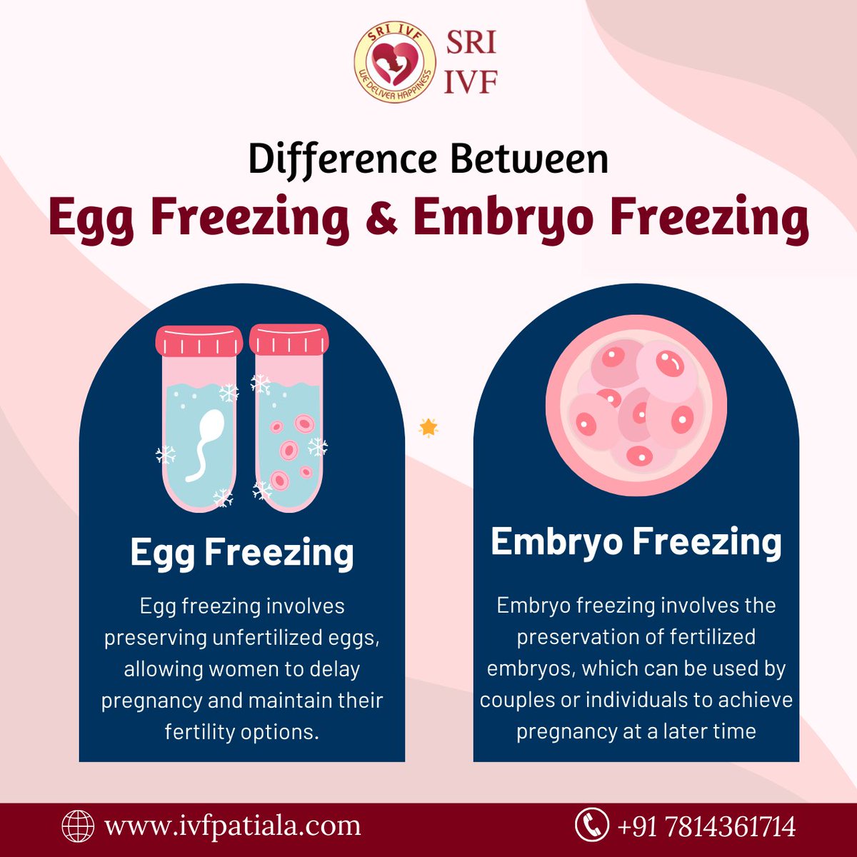sriivf's tweet image. 🌟 Explore the difference between egg-freezing and Embryo-freezing to empower your fertility choices! 
📞 Call us at +91 7814361714

#EggFreezing #EmbryoFreezing #FertilityOptions #Trending  #FertilityPreservation #FertilityClinic #embryos #bestivfclinc #sriivf #patiala #punjab