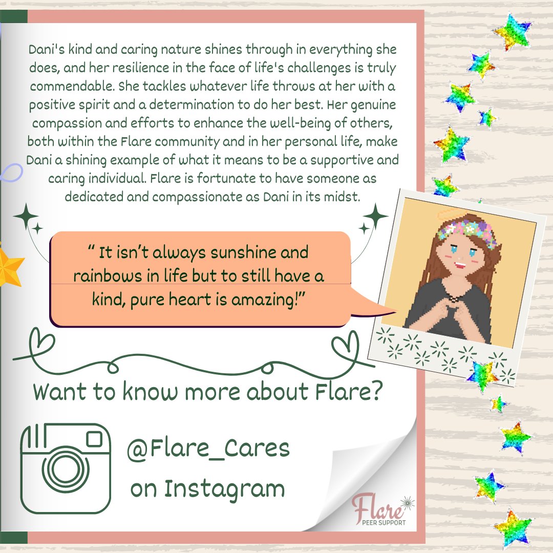 FlareCares's tweet photo. 🌟 Introducing our #FlarePersonoftheWeek: Dani, our amazing moderator! 🙌💬 Thank you, Dani, for your dedication, inspiration, and positive energy. Your contributions make our #community shine even brighter. Let's celebrate Dani's awesomeness together!
-
#mentalhealth #support https://t.co/RVJnWdJMx8