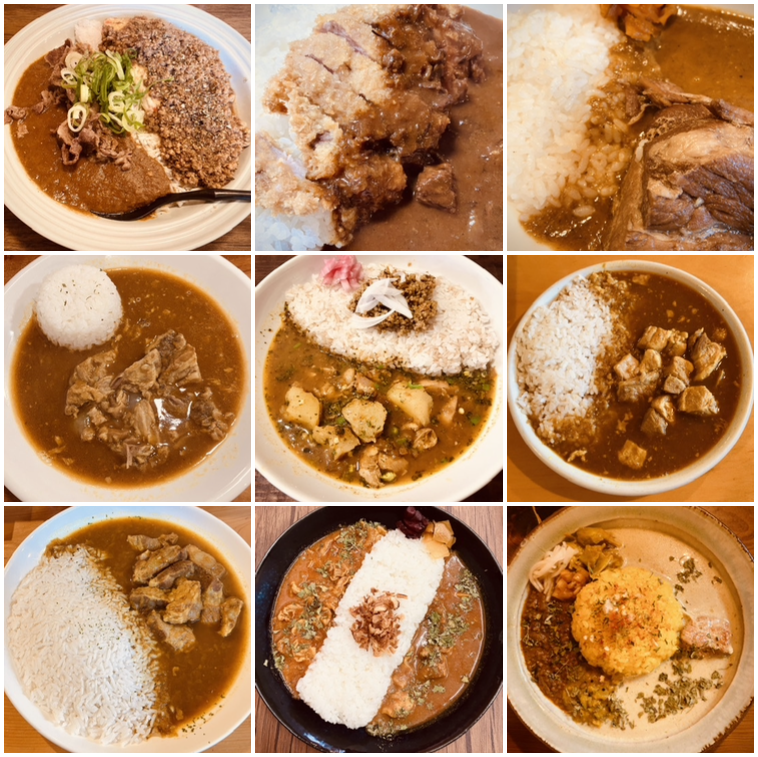 chilimenrice's tweet photo. 【まとめ】今年のベストナイン 〜カレー編〜
#カレー #鳥取 #今年を振り返る #2023年を振り返る
#創作スパイスカレーCaravan #てけてけ #月曜咖喱堂 #スマイル工場 #モンクス #かるだもん #moona #カレーandカフェMARUKO #asipai https://t.co/IFRDq6YcHN