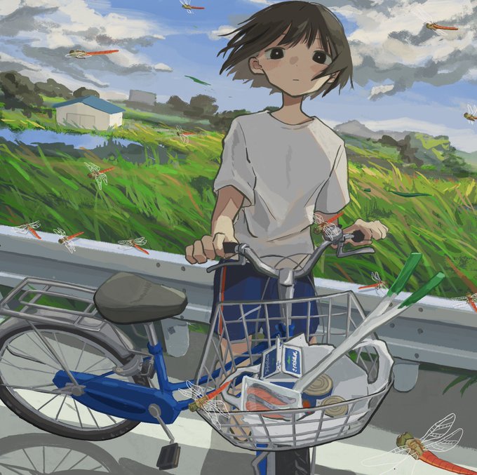 「bicycle white shirt」 illustration images(Latest)