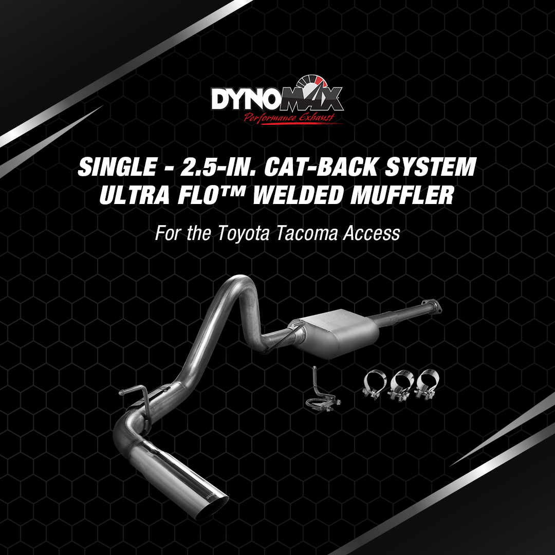 Upgrade your #ToyotaTacoma with a single 2.5-in. Cat-Back System with Ultra Flo Welded mufflers by DynoMax. With buffed and polished 3-in. outlets this system looks as good as it performs and features a bolt-on design for easier installation. Learn more: bit.ly/2TFPmEJ