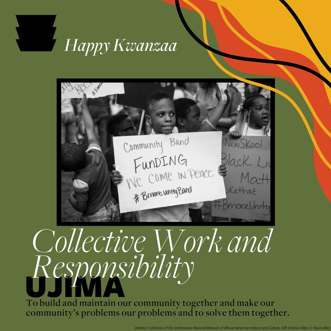 Habari Gani?  

Ujima!  

Today's 3rd principle of #Kwanzaa means Collective Work and Responsibility. How are you embracing the third principle of Kwanzaa? 

Join us for a virtual Kwanzaa celebration: nmaahc.si.edu/kwanzaa