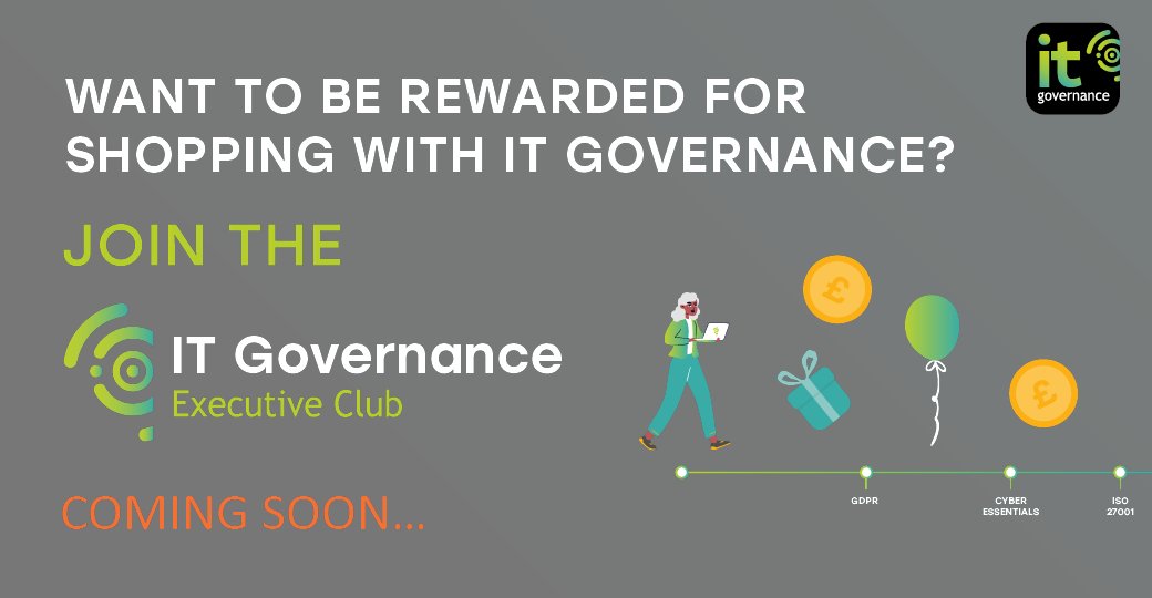 ITGovernance's tweet image. Want to be rewarded for shopping with IT Governance?

Your loyalty pays off with us! The IT Governance Executive Club is coming soon! ow.ly/gjUu50Qj6kE

#ITGExecutiveClub #ComingSoon #ExclusiveCommunity