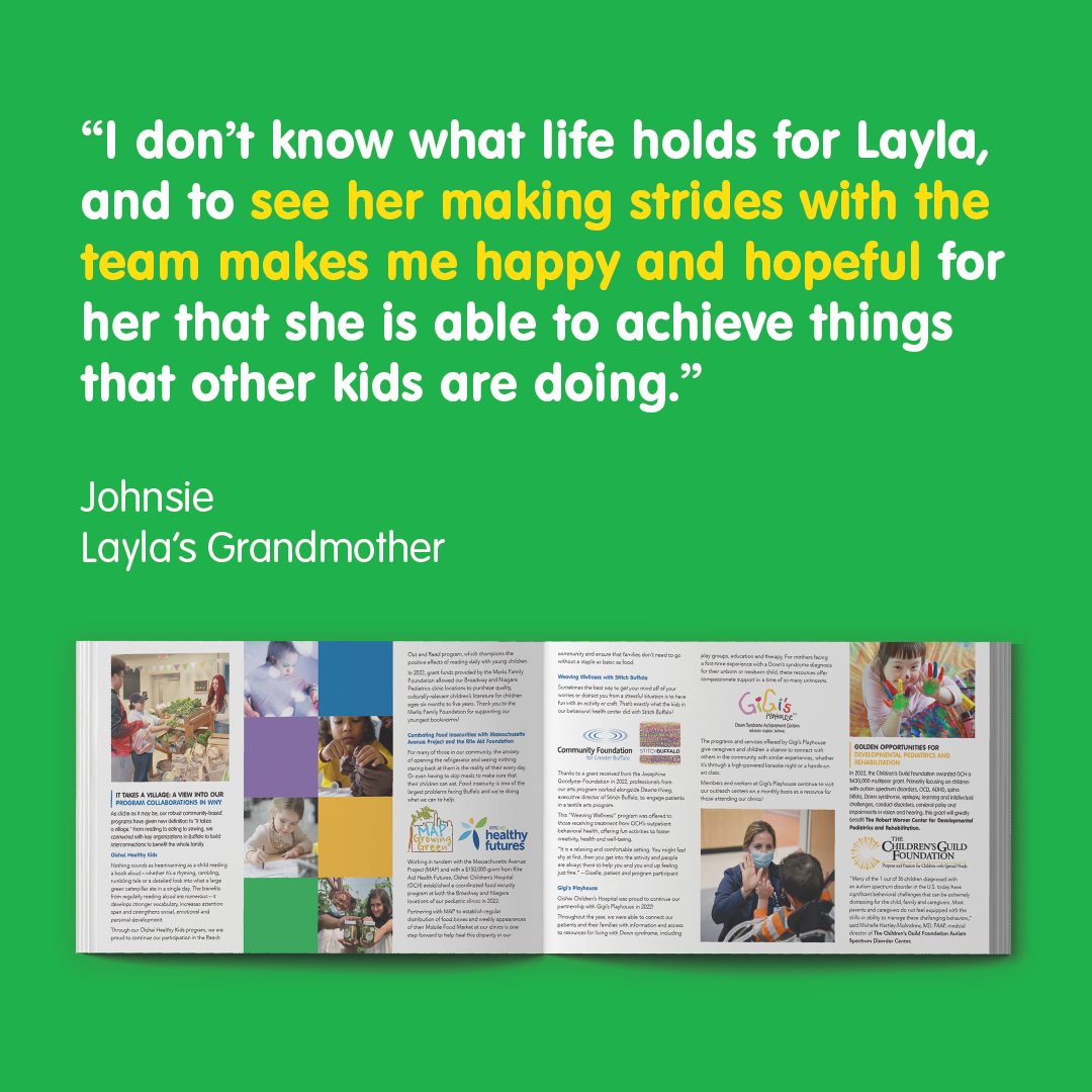 At OCH, we're committed to helping families navigate the health system as they get the care they need. Whether it's through services like Oishei Healthy Kids, partnerships with Gigi's Playhouse or anything in between! Learn more in our Annual Report - flipsnack.com/khfoundations/…