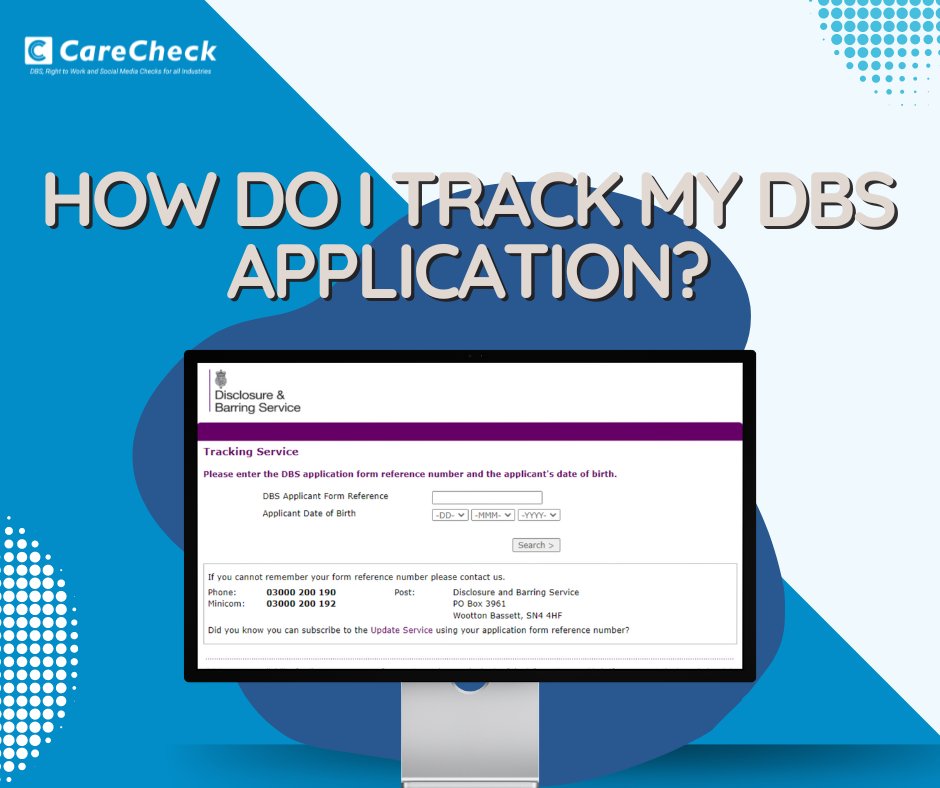dbs_checks's tweet image. Track your application using the link below:
carecheck.co.uk/support/applic…

 #ApplicationTracking #DBSCheck #DBS #Track