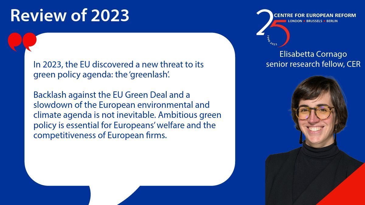 Review of 2023: In 2023, the EU discovered a new threat to its green policy agenda: the ‘greenlash’ wrote @ElisabettaCo #EUGreendeal buff.ly/3GKyIbI