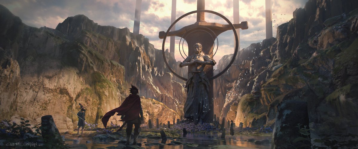 | Saint Morianne's Resting Place |

"Here lies Morianne of Avaran, the "Sword Saint" "

Here's my final artwork before 2023 ends.

#art #illustration #painting #conceptart #artistontwittter #ArtistOnX  #artstation #fantasy #landscape