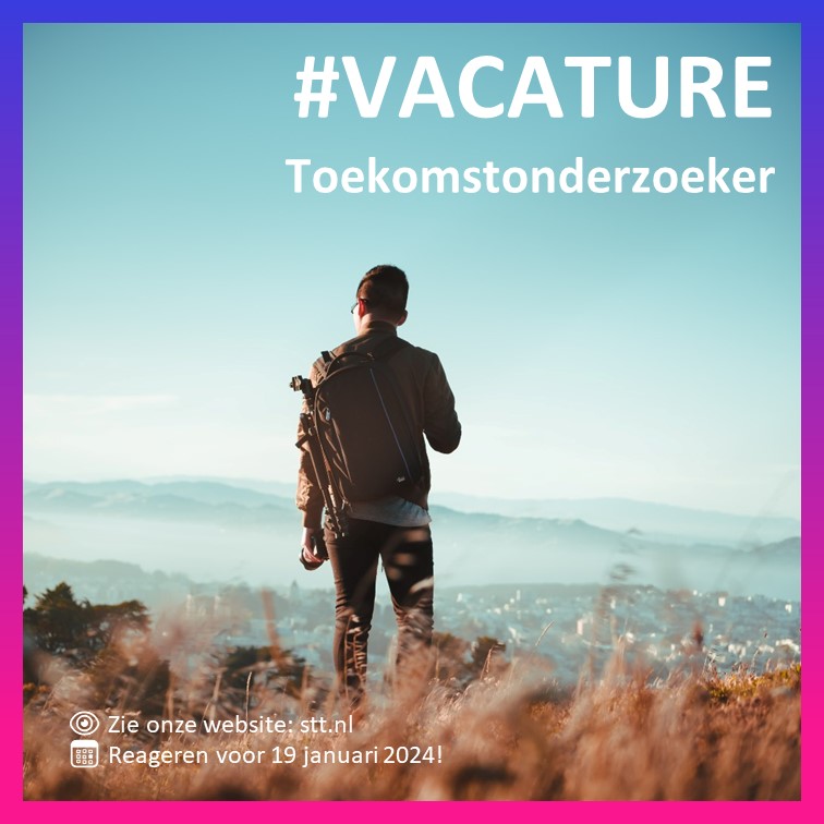 stt_toekomst's tweet photo. Kijk jij graag vér vooruit? STT is op zoek naar een toekomstonderzoeker!

👁️ Bekijk deze vacature op onze website: https://t.co/i8cAtzhnbf
📅 Reageren kan tot en met 19 januari 2024!

#vacature #toekomstverkennen  #toekomstonderzoek #toekomstscenario #toekomstdenken #foresight https://t.co/UcjQyPMA9V