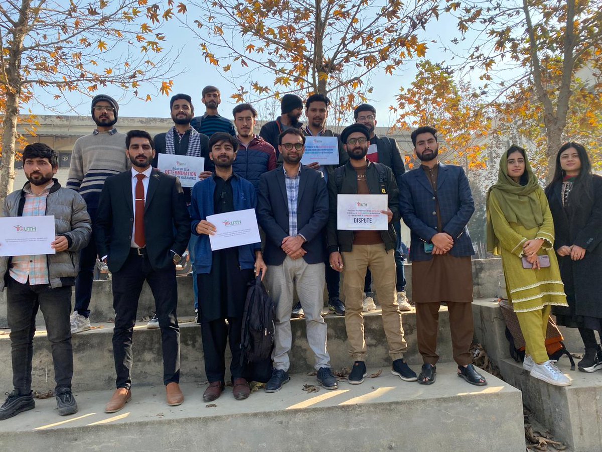 _YFKOfficial's tweet photo. Youth Forum for Kashmir (YFK) organized an activity at NUML University, Islamabad, highlighting the recent Supreme Court verdict on Article 370 and ongoing human rights violations in Indian Illegally Occupied Jammu and Kashmir (IIOJK). The activity engaged students from various departments and the NUML Kashmir Students Society, raising awareness and urging action on the Kashmir conflict.

#IIOJK #KashmirSolidarity #StandWithKashmir #Pakistan #numluniversity #activity #interaction #awareness #Article370Abrogation #Article370