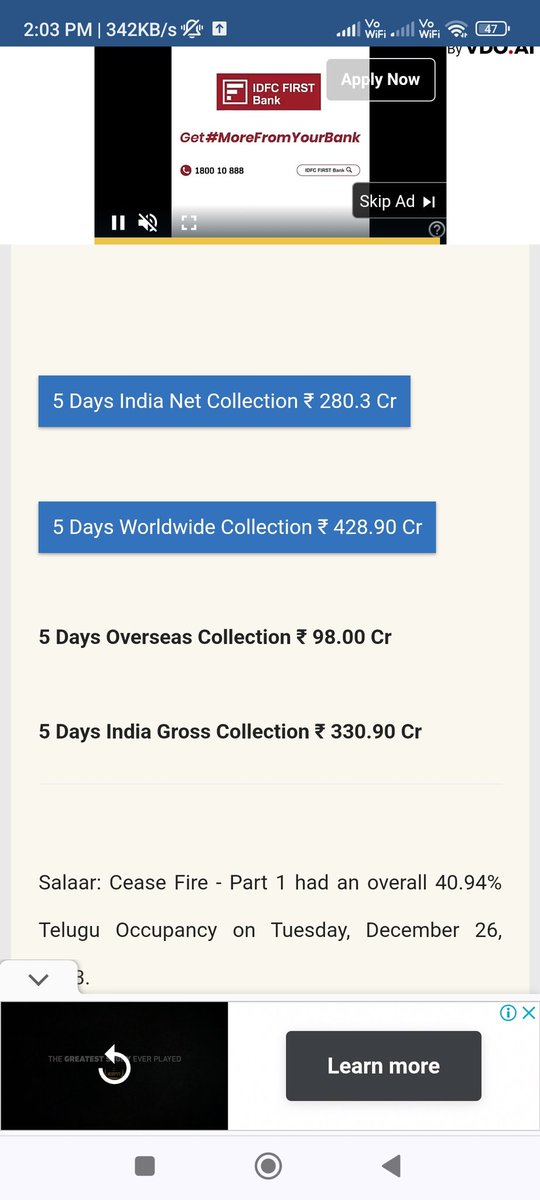 UTTKARSH2248's tweet image. #SalaarCeaseFireHits500Crs
#Salaar 
#sacnilk day 5 me overseas 98cr aaur day 6 me overseas 95 cr.
#Prabhas