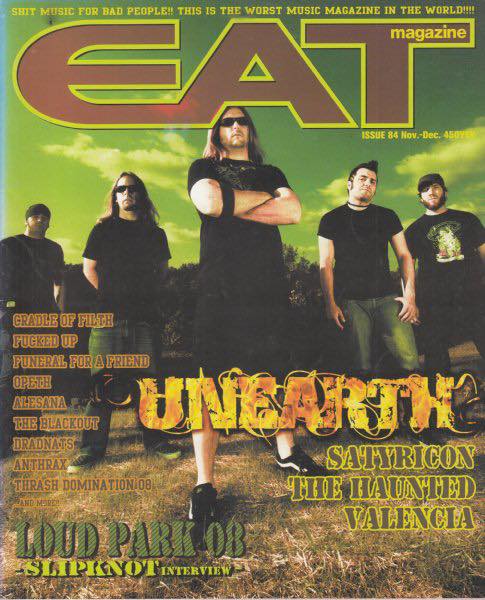 アメリカのメタルコアバンド、UNEARTH！さん。x.gd/KoeEe←こちらからご購入になれます。イート・マガジン(EAT magazine)　issue.84　2008年10月●表紙・特集=アンアース/￥600税込文献書院＆ブンケンロックサイドにて出品中 #EATmagazine #イート・マガジン #UNEARTH #HEAVYMETAL  #洋書