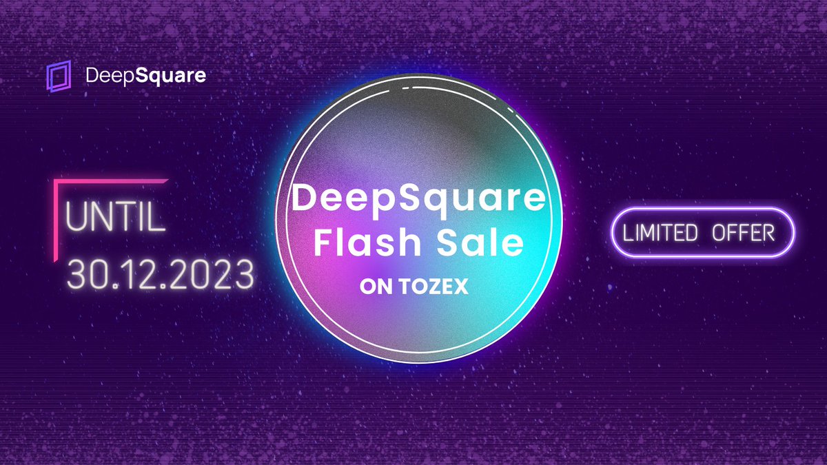 #TOZEX Flash Sale Update! Still happening 🚀 Don't let this opportunity slip by!  
👉 deepsquare.tozex.io 
#DontMissOut #blockchain #ai #hpc