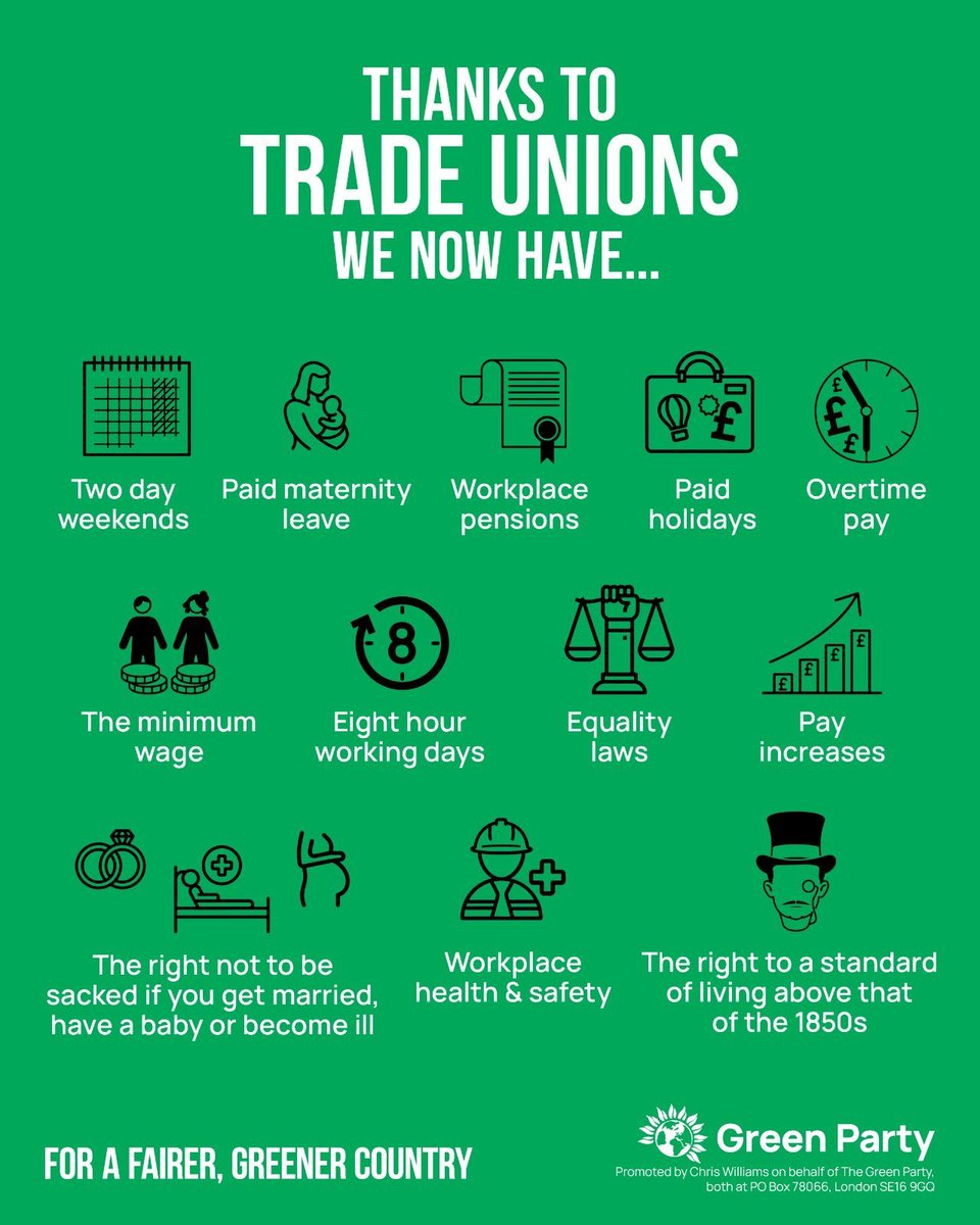 TheGreenParty's tweet photo. 💚 Thank you to everyone working for better public services and fair pay and working conditions. 

#JoinAUnion https://t.co/8wIzsMVetl