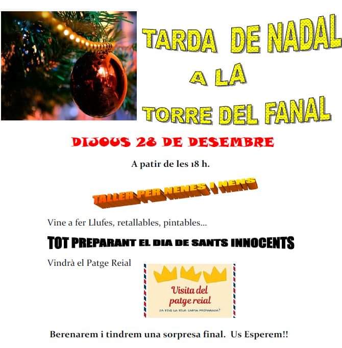 🎄Avui dia 28, vine a viure el Nadal al Barri de Can Noguera de #laGarriga

➡️A partir de les 18 h a la Torre del Fanal, taller de llufes, decoració de l'arbre, patge reial i xocolatada.

#CelebralaGarriga