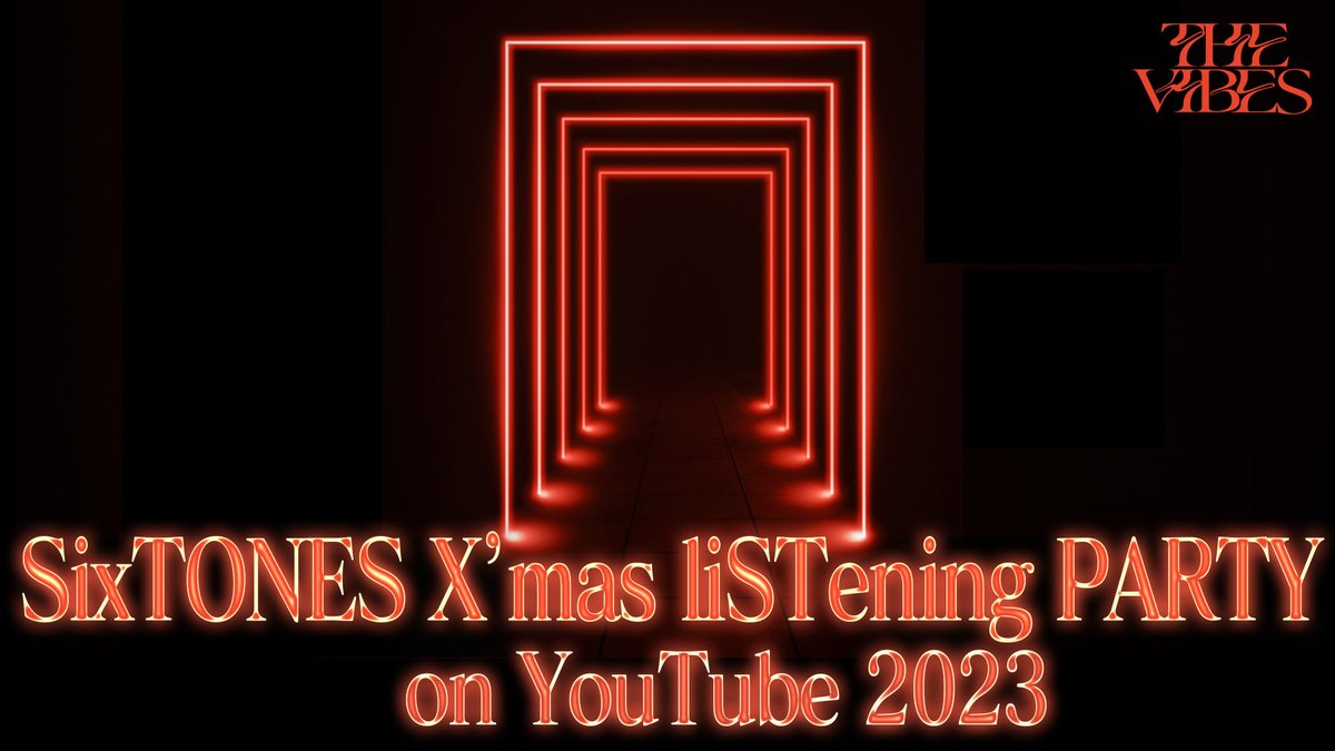 ／
『SixTONES X’mas liSTening PARTY on YouTube 2023』
　再公開中🎄🎅🏻
＼

ニューアルバム「THE VIBES」収録曲を中心に、SixTONESの音楽にどっぷり浸れる66分！🕺💃

1/9(火)12時までの期間限定再公開なのでお見逃しなく！🎊
▶ youtube.com/live/Ncf7lXdjA…

#liSTeningPARTY 
#SixTONES_THEVIBES