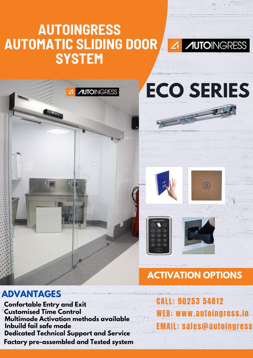Add luxury to your interior partitions. If you are looking for operating door from your finger tips, Auto Ingress Eco Series is your best.
