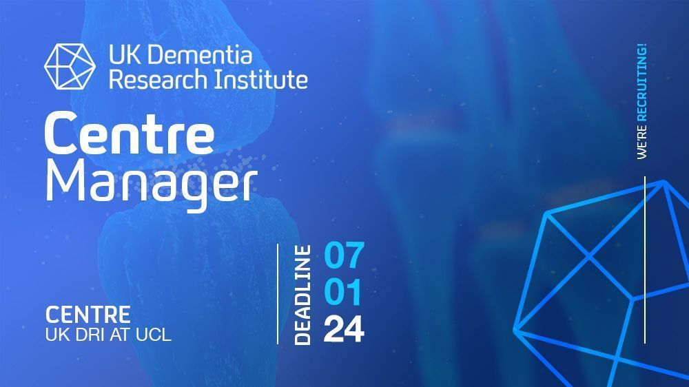 🚨 Looking for a new role for the new year? We're recruiting for an experienced Centre Manager for the UK DRI at UCL! This is a key strategic & operational leadership post ensuring effective day-to-day execution & running of the Centre & projects👉buff.ly/473MfpB