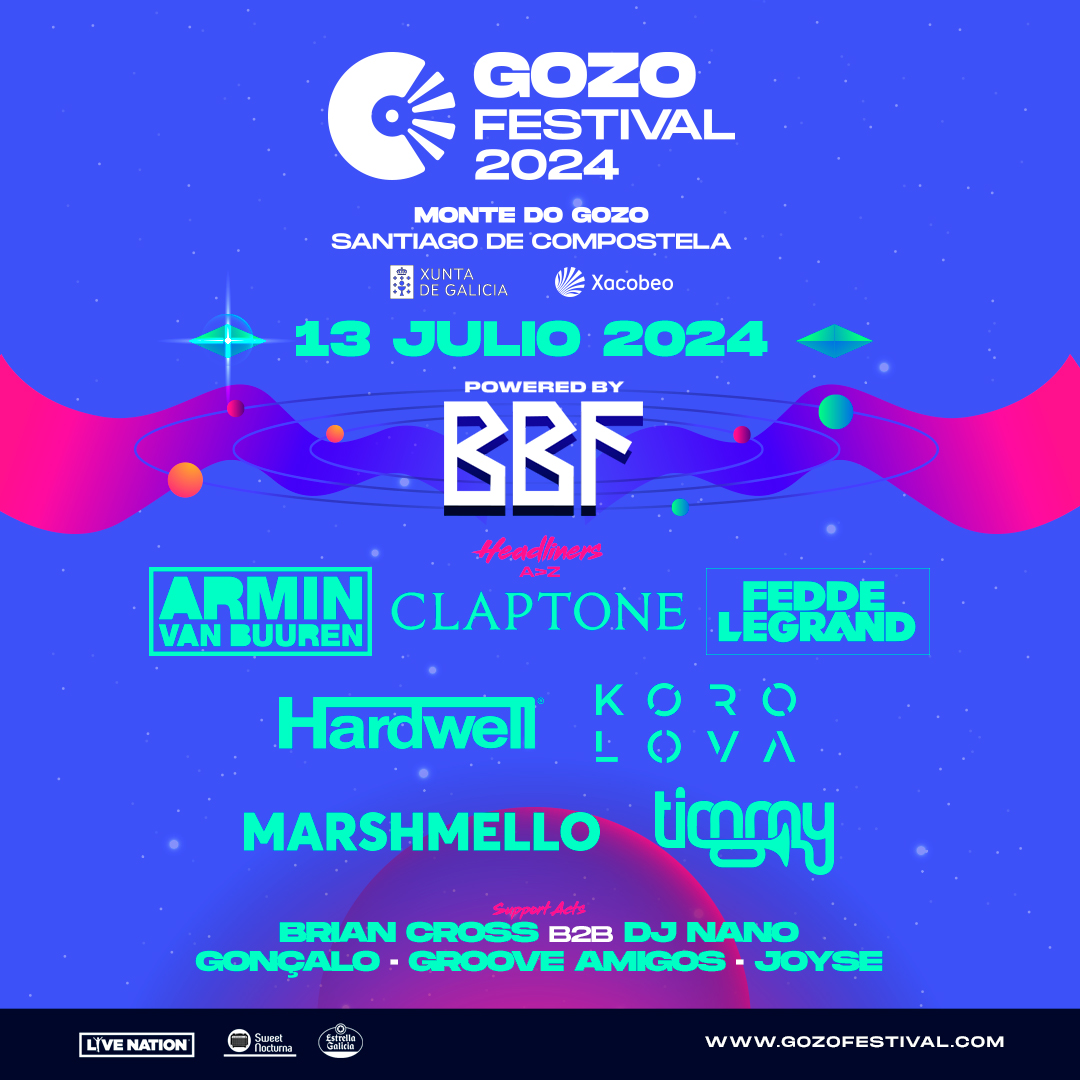 ¡Ya en preventa las entradas para O GOZO FESTIVAL - BBF este verano!

🗓️ 13 de julio - Monte do Gozo, Santiago de Compostela

🎫Consíguelas ya en livenation.es

#XuntadeGalicia #Xacobeo @turismodegalicia @estrellagalicia @livenationesp @sweetnocturna #ogozofestival2024