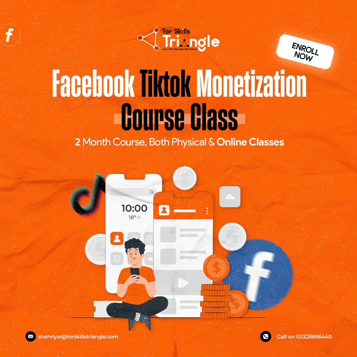 SkillsTor's tweet photo. TOR SKILL TRIANGLE (TST) introduced :
TIKTOK/ FACEBOOK (MONITIZATION) course:
FOR ONLINE SUBMISSION
https://t.co/5G3X1Xjd8O
Book your seat now &amp; be a part of this big community.
for more detail visit our office:
contact no: 0332-8886440
#facebook
#tiktok
#online
#monitization https://t.co/zT62TdWUZL