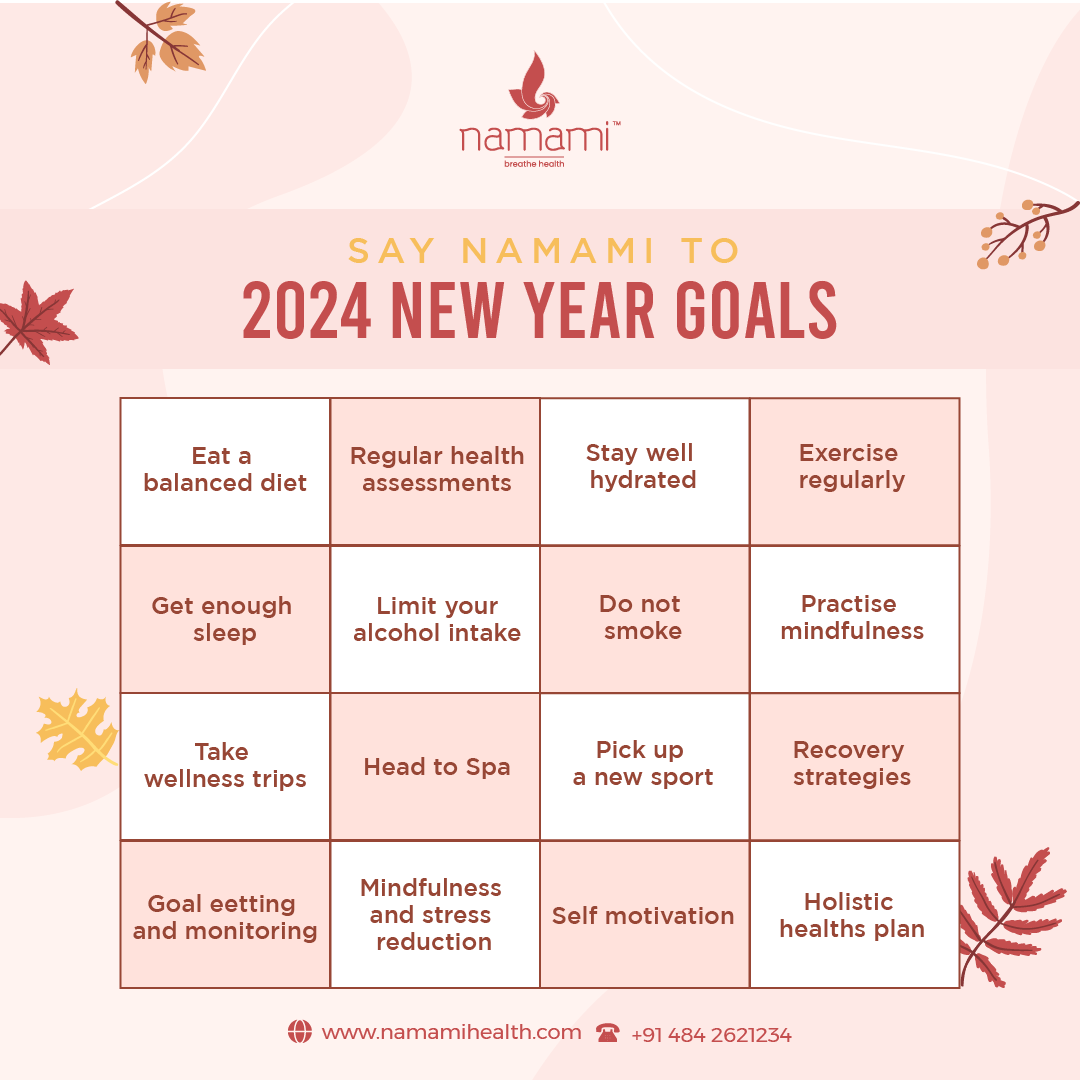 Embrace 2024 with a wellness mantra. Set, and monitor goals, stay motivated, and cultivate a holistic health plan.

#namami #namamihealth #namamiretreat #wellnessresort #newyeargoals2024 #LuxuryResort #LuxuryRetreat